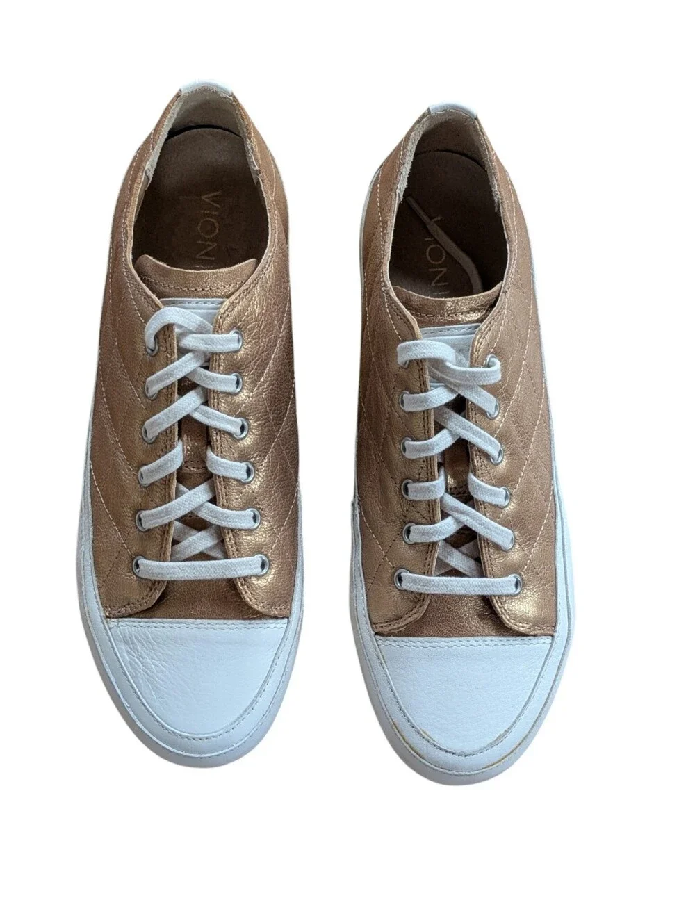 Vionic Delight Edie Rose Gold Quilted Leather Sneakers Size 10